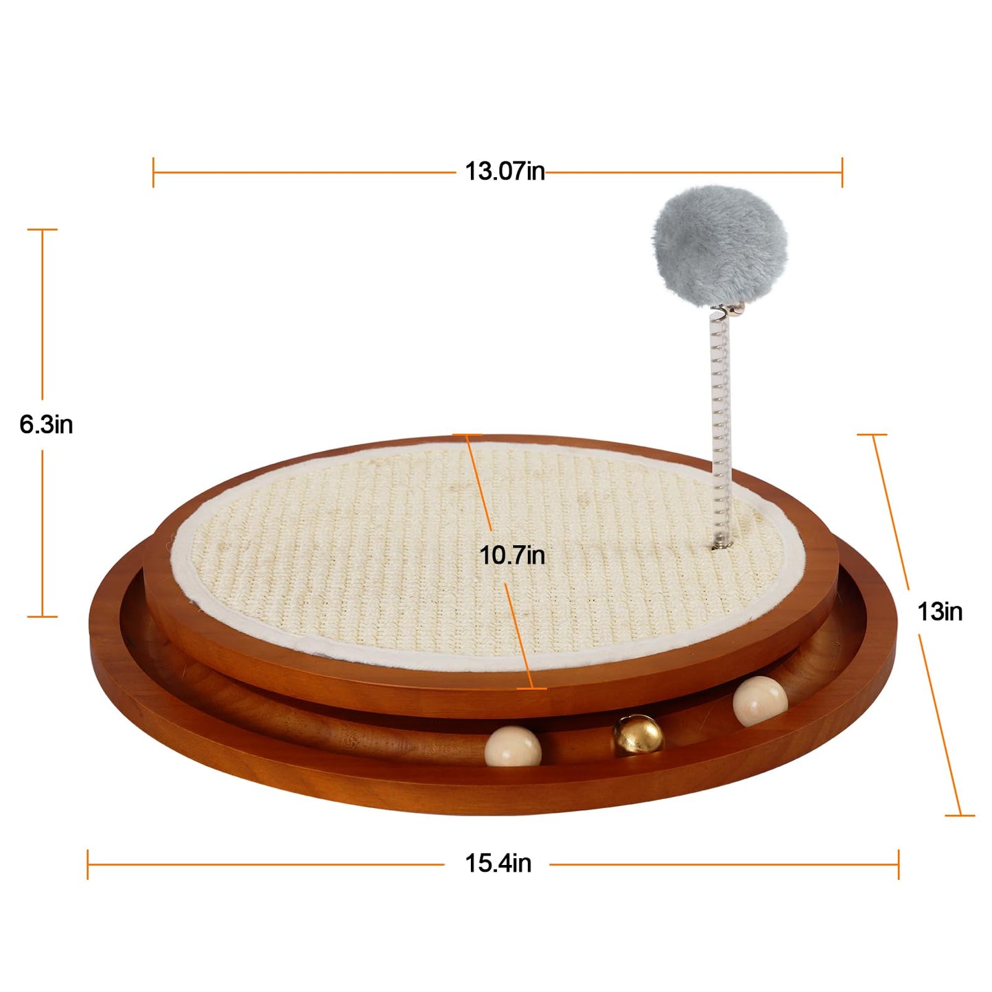 Cat Scratcher, Cat Natural Sisal Scratching Pad, Kitten Interactive Toy with Ball Track Spring Ball for Chasing Hunting Mental Physical Exercise Puzzle