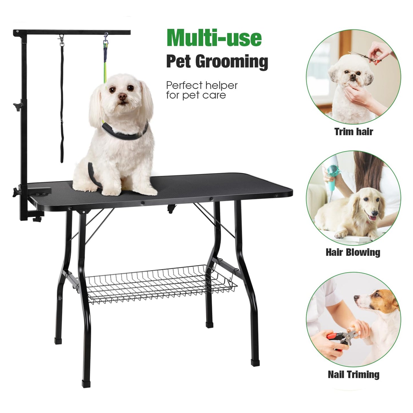 Urban Deco Pet Grooming Arm with Clamp Innovative Portable Two Grooming Arms - 33.5 inch Height Adjustable,Dog Grooming Loop and No Sit Haunch Holder for Large and Small Dogs,Cats