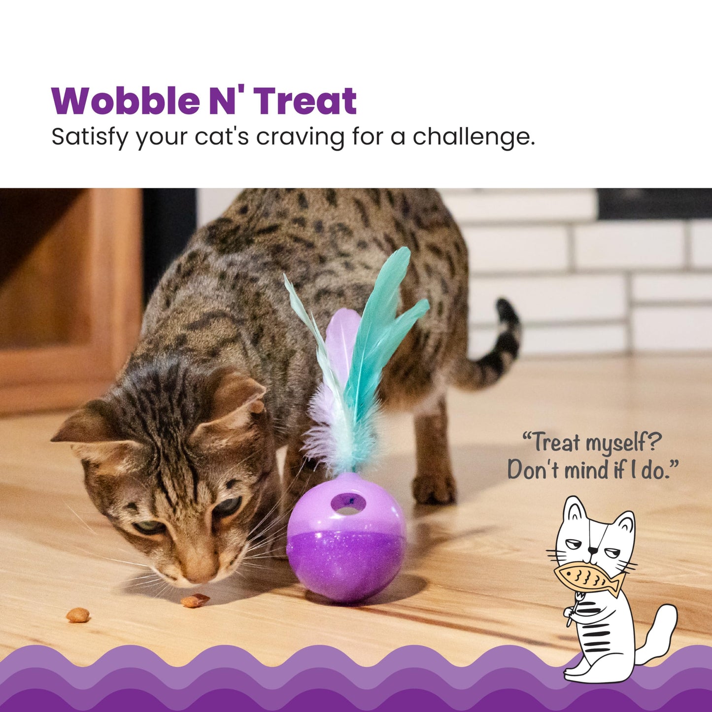 Catstages Hamster Ball Interactive Treat Stuffer for Cats with Plush Toy Inside, Purple