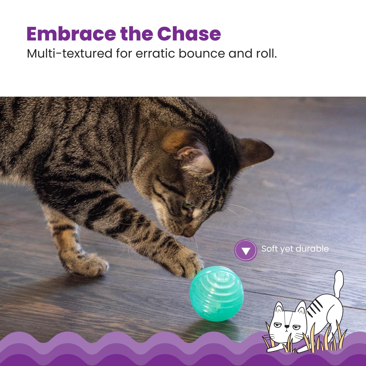 Catstages Hamster Ball Interactive Treat Stuffer for Cats with Plush Toy Inside, Purple